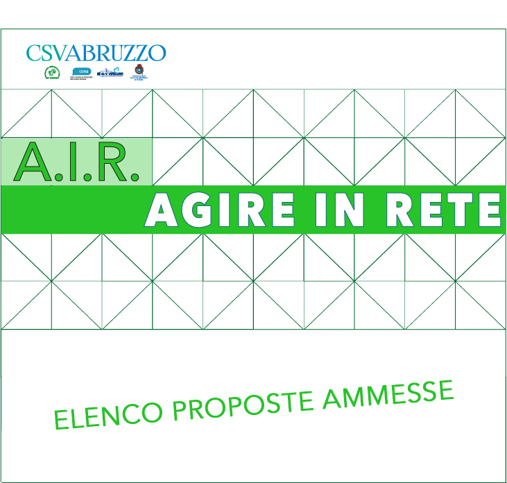 Invito a manifestare interesse pubblicato sul sito del CSV Abruzzo il 13.04.2022
L'elenco delle proposte ammesse