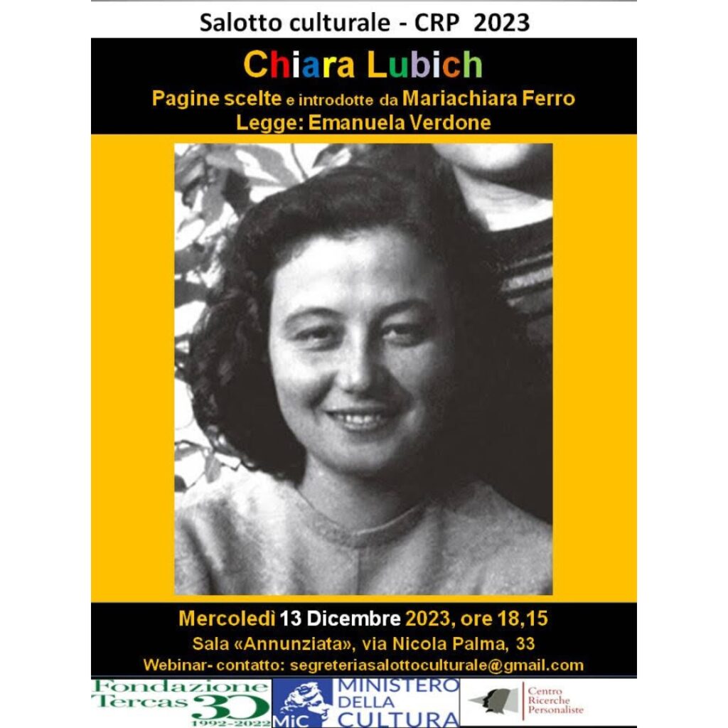 Il 13 dicembre, il Salotto di Prospettiva Persona, a Teramo, darà spazio alla conoscenza di Chiara Lubich, fondatrice del Movimento dei Focolari e figura carismatica tra le più note del Novecento.