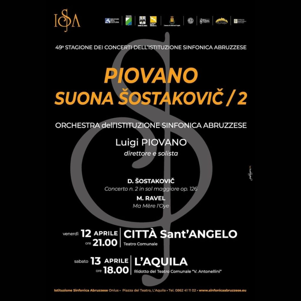 Tre appuntamenti con l'Istituzione Sinfonica Abruzzese a Città Sant'Angelo e a L'Aquila.